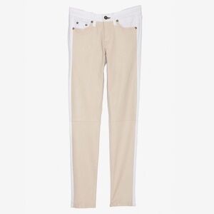 Rag and Bone cream white Hyde leather‎ panel jeans